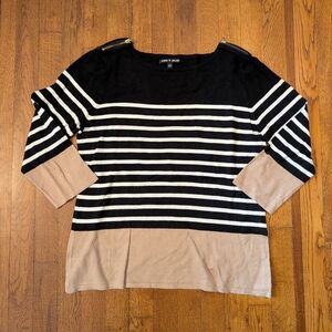 Cable & Gauge Black and Tan Striped Sweater